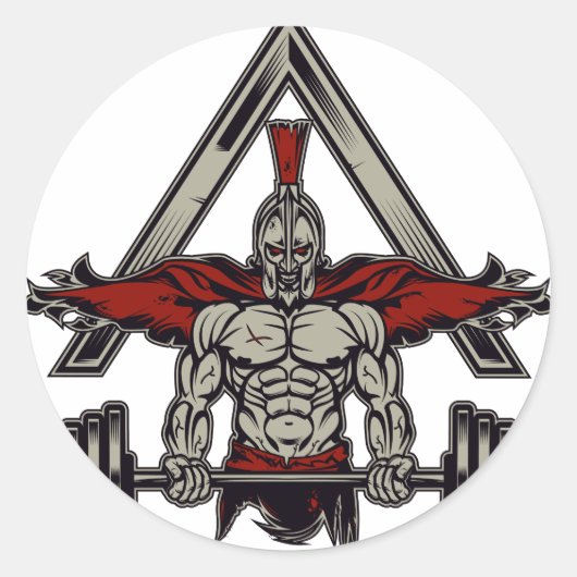 Spartan Warrior Ronde Sticker (Voorkant)