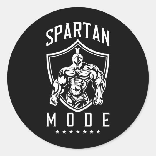 Spartan Workout Mode Fitness Gym Sparta Bodybuildi Ronde Sticker (Voorkant)