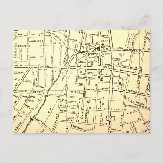 Spartanburg,  kaart van het SC (Voorkant)