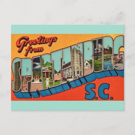 Spartanburg SC Groet Briefkaart (Voorkant)