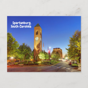 Spartanburg, South Carolina Clock Tower Briefkaart