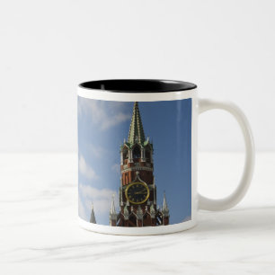Spasskaya-toren op het Rode Plein, Moskou, Rusland Tweekleurige Koffiemok