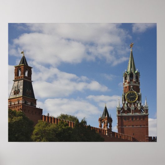 Spasskaya Tower op het Rode Plein, Moskou, Rusland Poster (Voorkant)