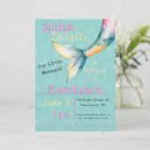 spat | Betoverende zeemeermin verjaardagsfeestje Kaart (Staand voorkant)