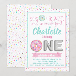 Spat Donut Folie Ballon Eerste Verjaardagsfeestje Kaart
