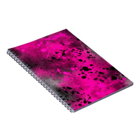 Spat-effekt roze & zwart notitieboek (Rechterzijde)