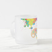 spat verf, kwast matglas koffiemok (Voorkant links)