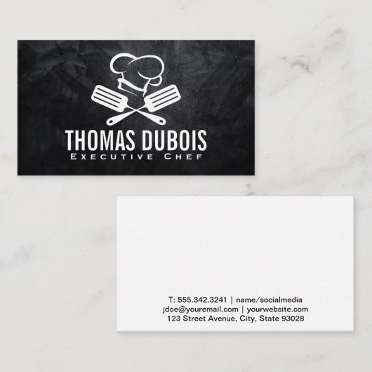 Spatel en Chef Pet Logo | culinair koken Visitekaartje (Voorkant / Achterkant)