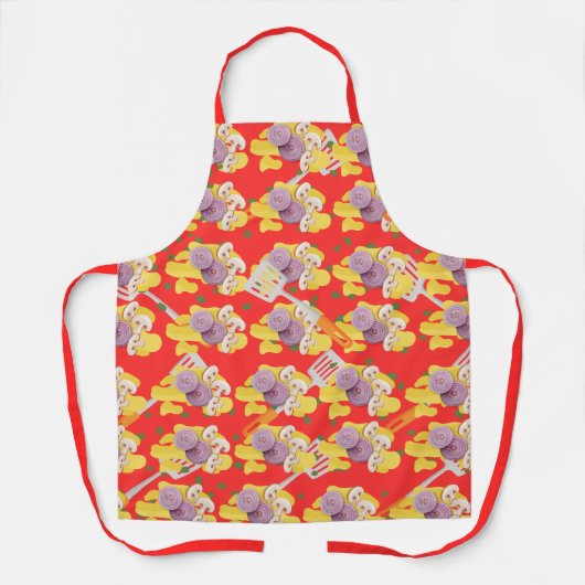 Spatels en roerei rood schort (Voorkant)