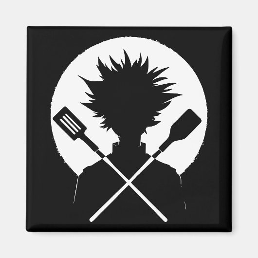 Spatels Grappige Koken Wilde Chef Magneet (Voorkant)