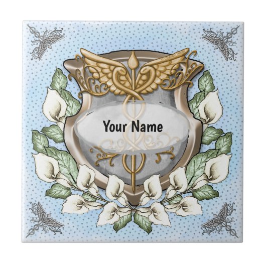 Spath lily shield caduceus tegeltje (Voorkant)