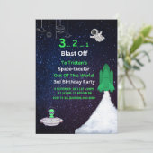 Spatiale verjaardagsuitnodiging kaart (Staand voorkant)