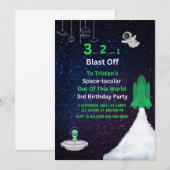 Spatiale verjaardagsuitnodiging kaart (Voorkant / Achterkant)