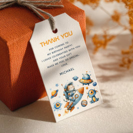 Spatie Astronaut Kat Galaxy 1e Verjaardag Bedankt  Cadeaulabel