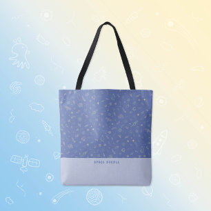 Spatie Doodle Lavendelblauw Gepersonaliseerde Naam Tote Bag