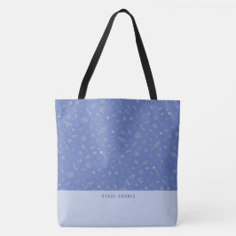 Spatie Doodle Lavendelblauw Gepersonaliseerde Naam Tote Bag