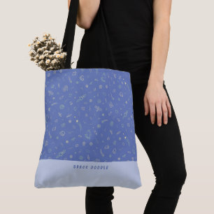 Spatie Doodle Lavendelblauw Gepersonaliseerde Naam Tote Bag