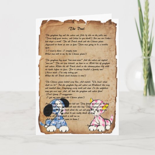 Spatie het "Duel" door Eugene Field Wenskaart Kaart (Voorkant)