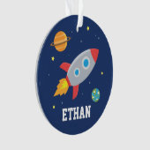 Spatie Rocket Blast Off, Kinder gepersonaliseerd Ornament (voorkant)