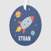 Spatie Rocket Blast Off, Kinder gepersonaliseerd Ornament (voorkant)