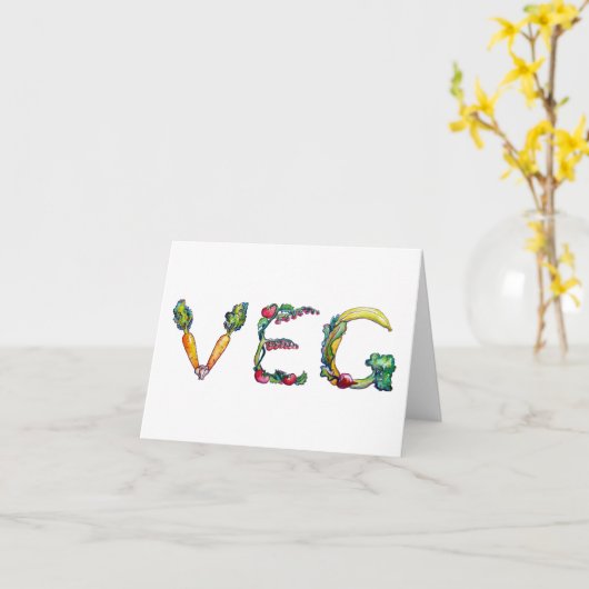 Spatie "Veg" binnen Notecards Kaart (Gele Bloem)