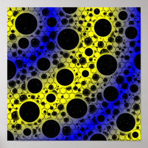 Spatiebubbel Vlekken - Geel/Blauw Poster