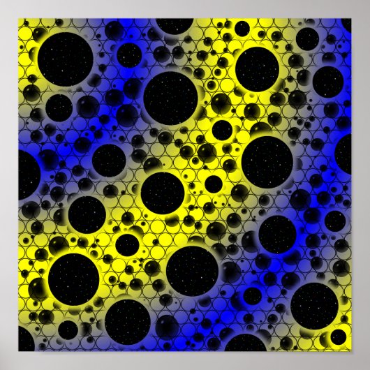Spatiebubbel Vlekken - Geel/Blauw Poster (Voorkant)