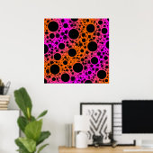 Spatiebubbel Vlekken - Oranje/Roze Poster (Thuiskantoor)