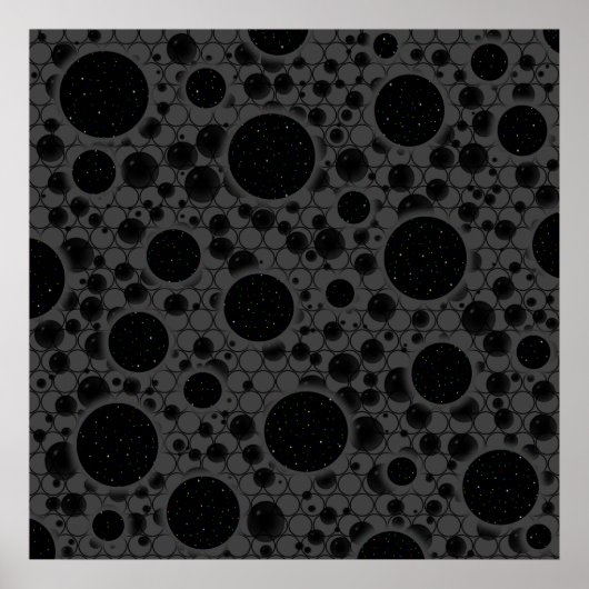 Spatiebubbel Vlekken - Zwart Poster (Voorkant)