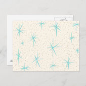 Spatietijd Turquoise Starbursts Briefkaart (Voorkant / Achterkant)