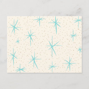 Spatietijd Turquoise Starbursts Briefkaart