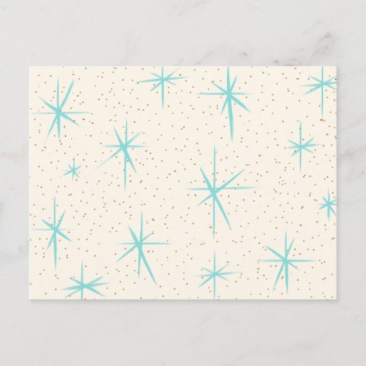 Spatietijd Turquoise Starbursts Briefkaart (Voorkant)