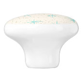 Spatietijd Turquoise Starbursts keramische knop (Zijkant)