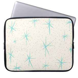 Spatietijd Turquoise Starbursts laptophoes Laptop Sleeve