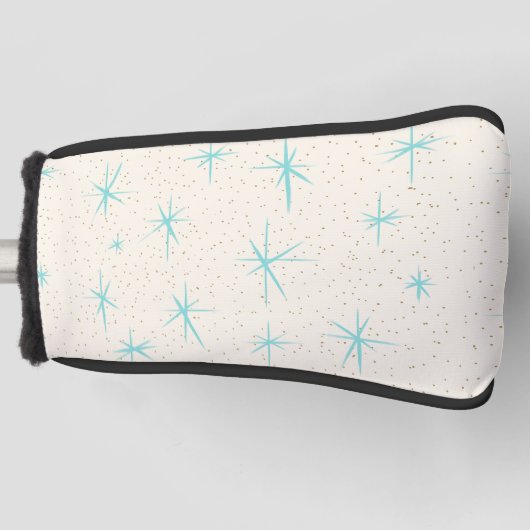 Spatietijd Turquoise Starbursts Putter Hoesje Golfheadcover (Voorkant)
