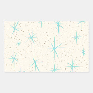 Spatietijd Turquoise Starbursts Rechthoekschakelaa Rechthoekige Sticker