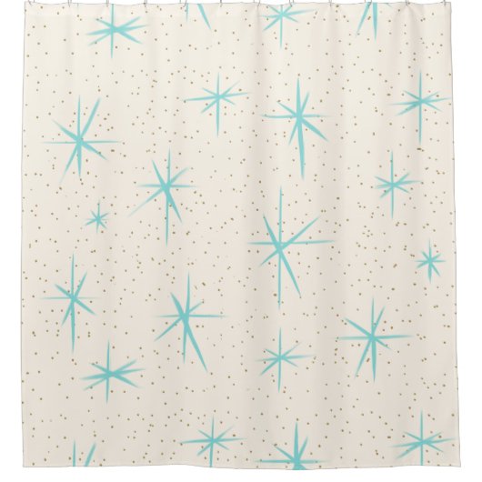 Spatietijd Turquoise Starbursts Shower Curtain Douchegordijn (Voorkant)