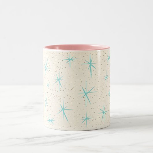 Spatietijd Turquoise Starbursts Two Tone Mok (Center)