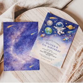 Spatieverjaardag Galaxy Jongens Uitnodiging