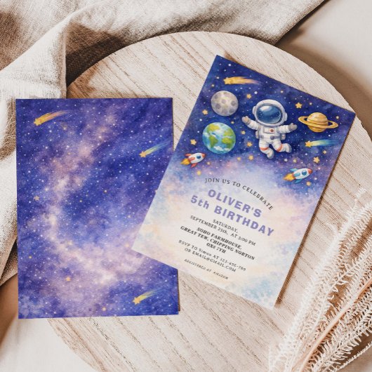 Spatieverjaardag Galaxy Jongens Uitnodiging