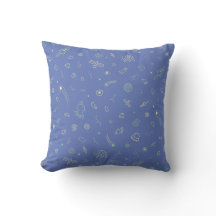 Spatievolle Doodle Patroon Lavendelblauwe Worp Kus