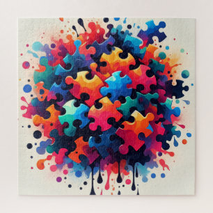 Spatpaint puzzelstukken legpuzzel