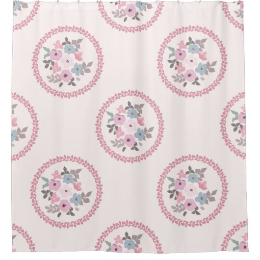 spatroon in kleine bloemen. Millefl Douchegordijn (Voorkant)