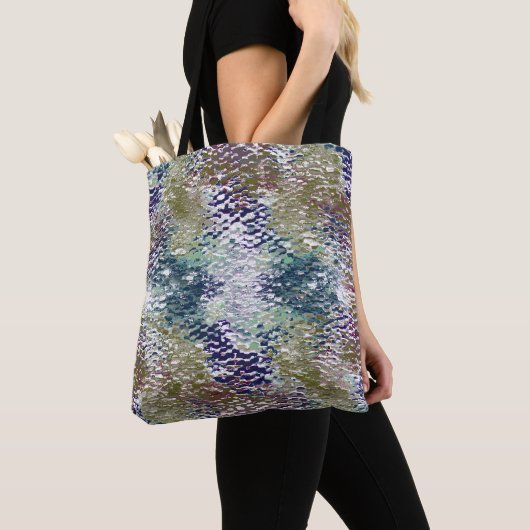 Spatten en splatten van verf onder gehamerd glas tote bag (Dichtbij)