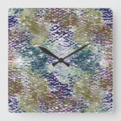 Spatten en splatten van verf onder gehamerd glas vierkante klok (Voorkant)