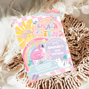 Spatten naar Tien Retro Groovy Daisy 10e Verjaarda Kaart