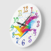  spatten van verf en kleurrijke getallen grote klok (Hoek)