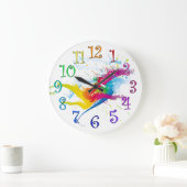  spatten van verf en kleurrijke getallen grote klok (Huis)