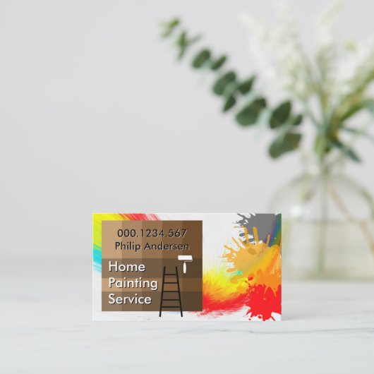 spatten van verf spetterschilderij visitekaartje (Staand voorkant)