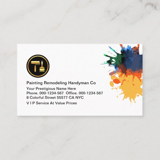 spatten van verf spetterschilderij visitekaartje (Achterkant)